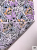 Leaf Stems Printed Cotton Voile - Lilac / Soft Blue / Tangerine / White / Black