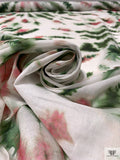Tie-Dye Printed Cotton Voile - Dark Green / Pink / White