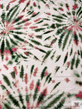 Tie-Dye Printed Cotton Voile - Dark Green / Pink / White