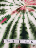 Tie-Dye Printed Cotton Voile - Dark Green / Pink / White