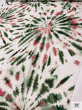 Tie-Dye Printed Cotton Voile - Dark Green / Pink / White
