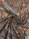 Ornate Batik Pheonix Printed Cotton Voile - Bronze Brown / Cream / Black
