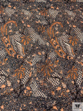 Ornate Batik Pheonix Printed Cotton Voile - Bronze Brown / Cream / Black