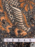 Ornate Batik Pheonix Printed Cotton Voile - Bronze Brown / Cream / Black