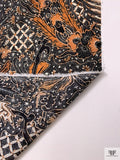 Ornate Batik Pheonix Printed Cotton Voile - Bronze Brown / Cream / Black