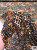 Ornate Batik Pheonix Printed Cotton Voile - Bronze Brown / Cream / Black