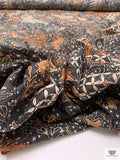 Ornate Batik Pheonix Printed Cotton Voile - Bronze Brown / Cream / Black