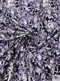 Wisteria and Floral Printed Cotton Poplin - Lavender / Grey / White / Black