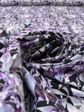 Wisteria and Floral Printed Cotton Poplin - Lavender / Grey / White / Black