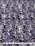 Wisteria and Floral Printed Cotton Poplin - Lavender / Grey / White / Black