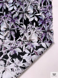 Wisteria and Floral Printed Cotton Poplin - Lavender / Grey / White / Black