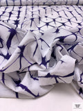 Geometric Tie-Dye Printed Cotton Poplin - Dark Purple / White