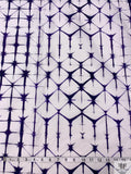 Geometric Tie-Dye Printed Cotton Poplin - Dark Purple / White