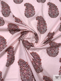 Paisley Printed Cotton Poplin - Baby Pink / Reds