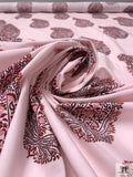 Paisley Printed Cotton Poplin - Baby Pink / Reds