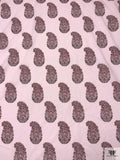Paisley Printed Cotton Poplin - Baby Pink / Reds