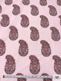 Paisley Printed Cotton Poplin - Baby Pink / Reds