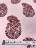 Paisley Printed Cotton Poplin - Baby Pink / Reds