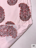 Paisley Printed Cotton Poplin - Baby Pink / Reds