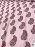 Paisley Printed Cotton Poplin - Baby Pink / Reds