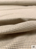 Italian Houndstooth Soft Cashmere Blend Suiting - Beige / Grey