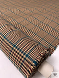 Italian Glen Plaid Jacket Weight Suiting - Tan / Teal / Purple Wine