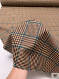 Italian Glen Plaid Jacket Weight Suiting - Tan / Teal / Purple Wine