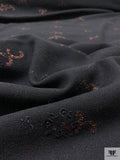 Italian Double-Scalloped Embroidered Wool Crepe with Metallic Detailing - Black / Copper