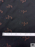 Italian Double-Scalloped Embroidered Wool Crepe with Metallic Detailing - Black / Copper