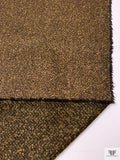 Italian Double-Sided Foil Printed Wool Bouclé Herringbone Jacket Weight - Bronze / Black