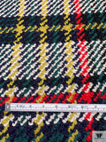 Italian Large-Scale Plaid Bouclé Wool Coating - Red / Navy / Yellow / Green / Wihte