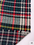 Italian Large-Scale Plaid Bouclé Wool Coating - Red / Navy / Yellow / Green / Wihte