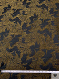 Italian Floral Motif Textured Jacquard Suiting - Metallic Green-Gold / Black