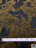 Italian Floral Motif Textured Jacquard Suiting - Metallic Green-Gold / Black