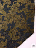 Italian Floral Motif Textured Jacquard Suiting - Metallic Green-Gold / Black