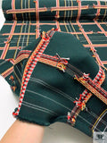 Italian Scottish Plaid Heavy Jacket Weight with Frayed Yarns - Evergreen / Navy / Red / Yellow / White