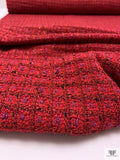 Bouclé Jacket Weight Tweed with Lurex Fibers - Red / Purple / Black