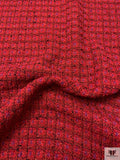 Bouclé Jacket Weight Tweed with Lurex Fibers - Red / Purple / Black