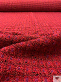 Bouclé Jacket Weight Tweed with Lurex Fibers - Red / Purple / Black
