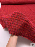 Bouclé Jacket Weight Tweed with Lurex Fibers - Red / Purple / Black