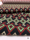 Italian Ethno-Geometric Woven Jacket Weight - Black / Green / Red / White