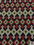 Italian Ethno-Geometric Woven Jacket Weight - Black / Green / Red / White