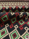 Italian Ethno-Geometric Woven Jacket Weight - Black / Green / Red / White