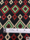 Italian Ethno-Geometric Woven Jacket Weight - Black / Green / Red / White