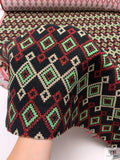 Italian Ethno-Geometric Woven Jacket Weight - Black / Green / Red / White