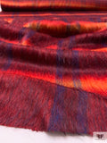 Italian Plaid Brushed Wool-Blend Coating - Red / Fire Orange / Purple