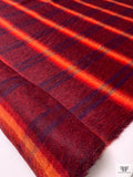 Italian Plaid Brushed Wool-Blend Coating - Red / Fire Orange / Purple