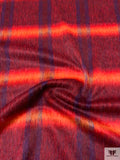Italian Plaid Brushed Wool-Blend Coating - Red / Fire Orange / Purple
