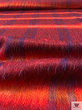 Italian Plaid Brushed Wool-Blend Coating - Red / Fire Orange / Purple