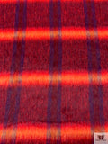 Italian Plaid Brushed Wool-Blend Coating - Red / Fire Orange / Purple